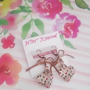 Betsey Johnson Heart Drop Earrings